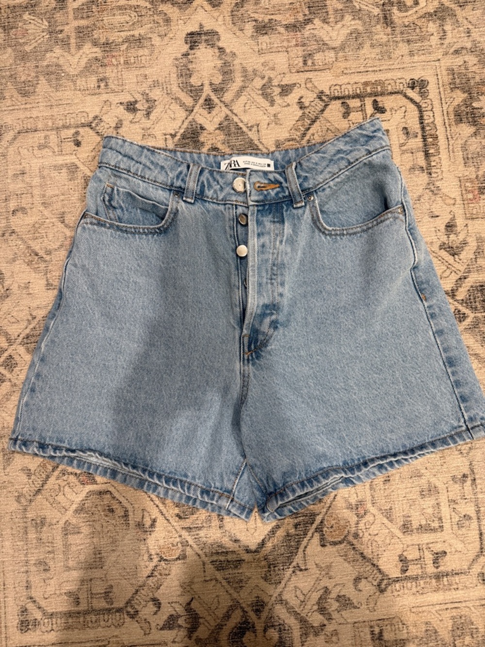 ZARA Light Blue High-Rise Denim Shorts